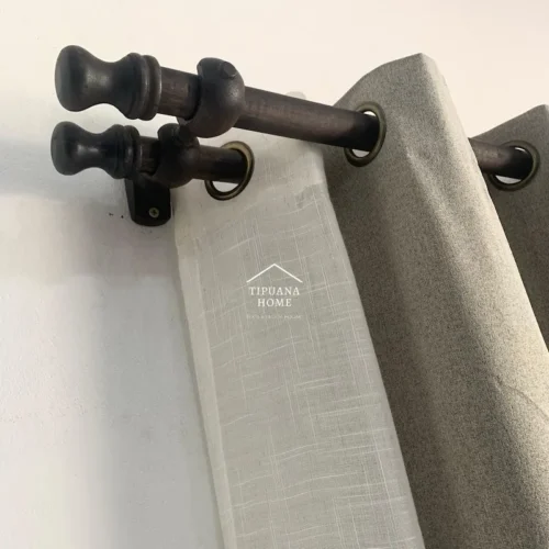 Barral Porta-cortinas Doble de Madera Grueso