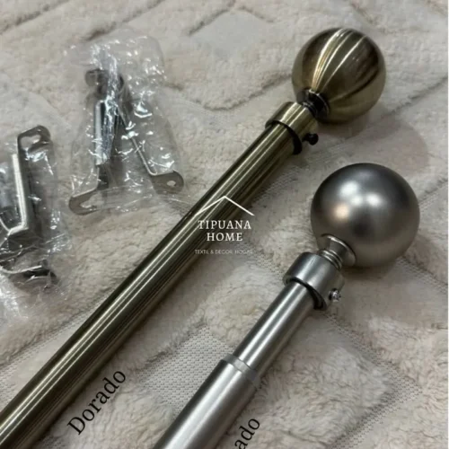 Barral Porta-cortinas de Metal Extensible Esfera Fino