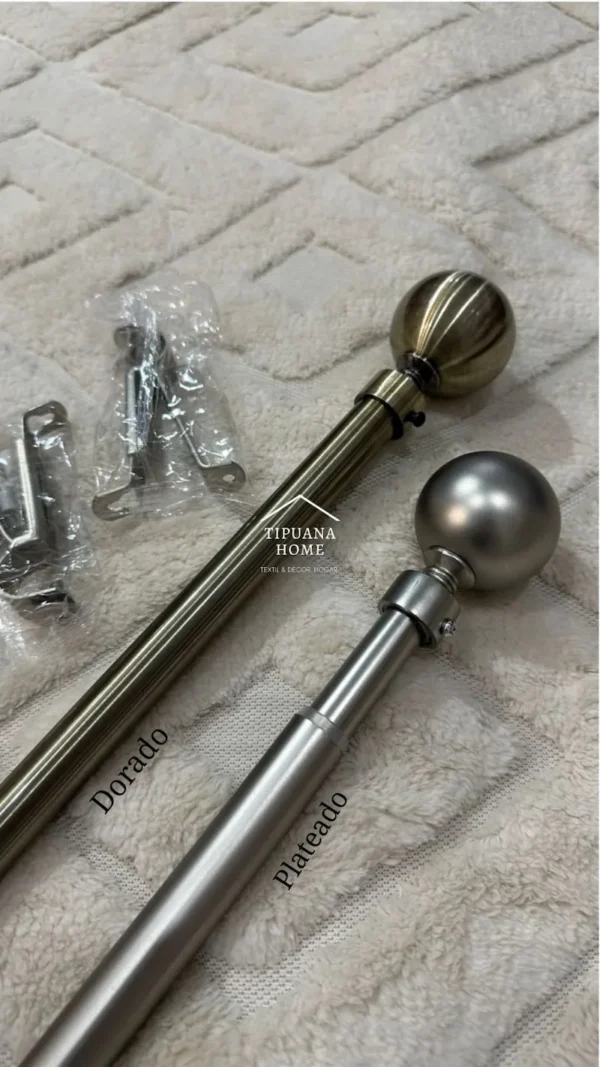 Barral Porta-cortinas de Metal Extensible Esfera Fino