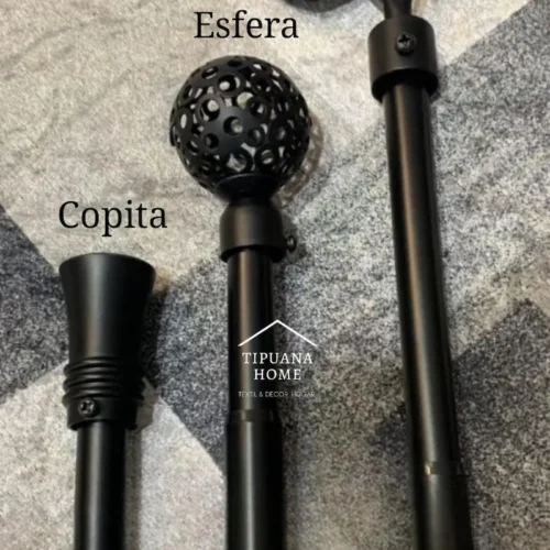 Barral Porta-cortinas de Metal Negro Extensible Cassare