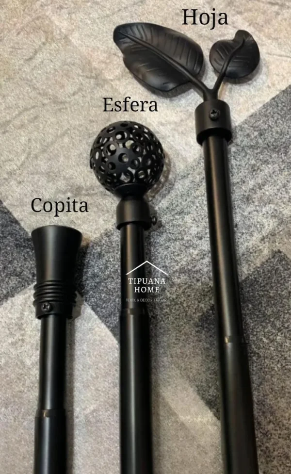 Barral Porta-cortinas de Metal Negro Extensible Cassare