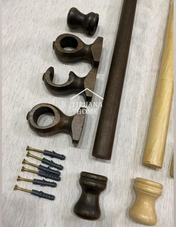 Barral Porta-cortinas de Madera Grueso