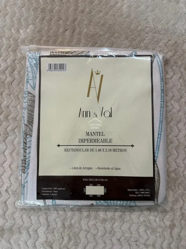 Mantel Impermeable Rectangular 6 sillas Ann y Val