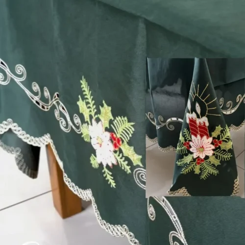 mantel-navideño-verde-cuadrado-exhibido Mantel P/ Mesa Cuadrada 8 sillas