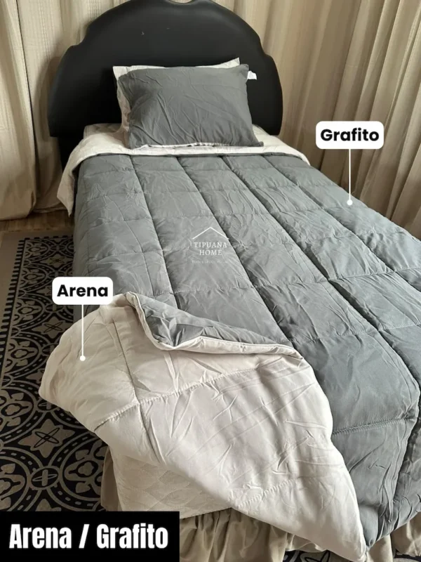 edredon-premium-twin-bicolor-arena-grafito Cubrecama Ligero Premium Bicolor