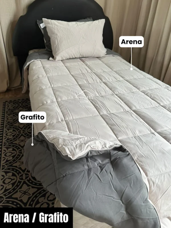edredon-premium-twin-bicolor-grafito-arena Cubrecama Ligero Premium Bicolor